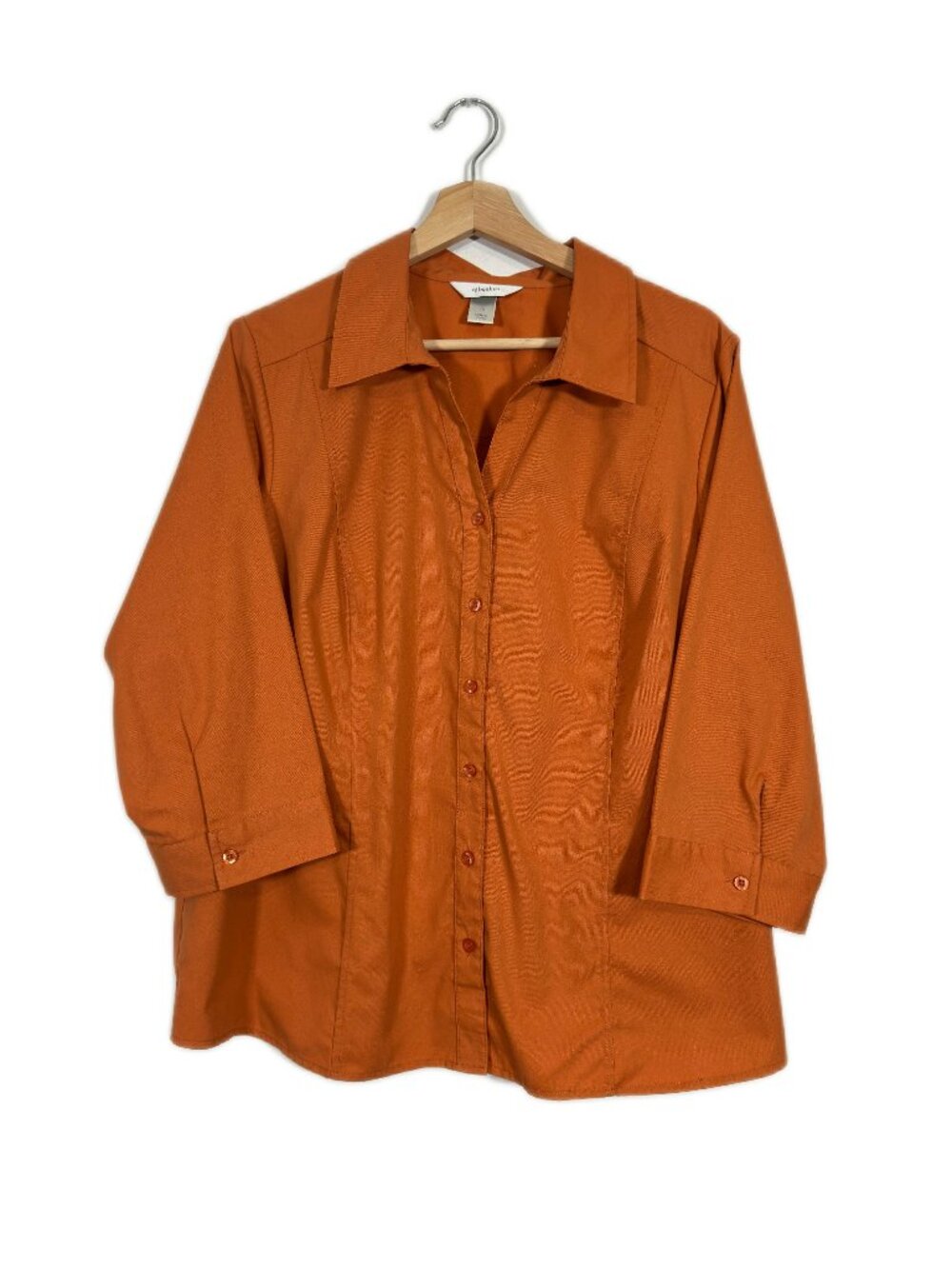 CJ Banks Women's Button Up Top Size 1X Orange Classic Business Casual Fall Layer